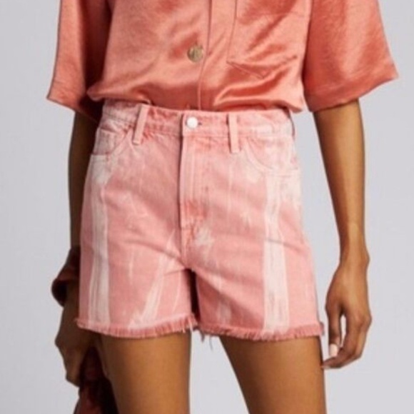 J Brand Pink Jules Painted Portal Bohemian Coquette High Rise Shorts Size 27 - Picture 1 of 12